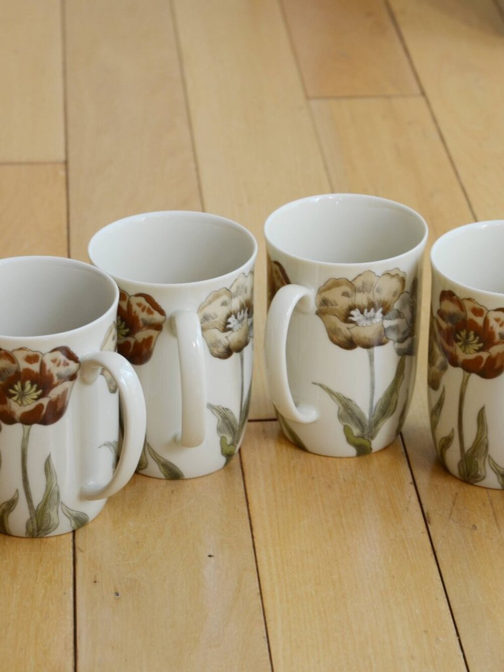 Lot of 5 Vintage Fitz And Floyd Pastel Poppy Coffee Tea Mug Cup